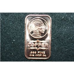 2012 Copper Ingot; .999 Fine Copper 1 Oz.