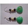 Image 1 : 65.0 ctw Emerald and Pearl Earring .925 Sterling Silver