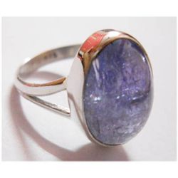 Natural 22.70 ctw Tanzanite Oval Ring .925 Sterling