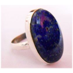 Natural 7.98 g Lapis Oval .925 Sterling Silver Ring