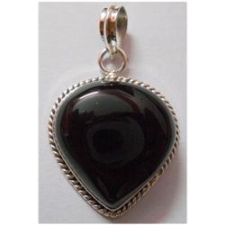 Natural 42.20 ctw Black Onex Pendant .925 Sterling