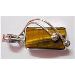 Natural 26.40 ctw Tiger Eye Pendant 925 Sterling