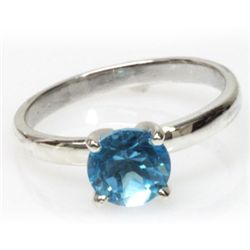 Natural 1.5ctw Blue Topaz Round .925 Sterling Ring