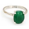 Image 1 : Natural 2.77 ctw Emerald Oval .925 Sterling Silver Ring