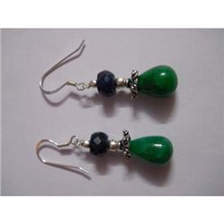 40.0 ctw Emerald Earrings .925 Sterling Silver