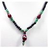 Image 2 : Natural 124.00 ctw Emerald Ruby Sapphire Bead Necklace
