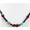 Image 2 : Natural  161.43 ctw Emerald Ruby Sapphire Bead Necklace