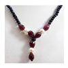 Image 2 : Natural  116.24 ctw Dark Sapphire Ruby Pearl Necklace