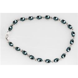 NATURAL 8.00 CTW AQUAMARINE OVAL BRACELET .925 STERLING