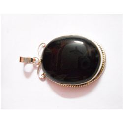 Natural 53.65 ctw Black Onex Pendant .925 Sterling