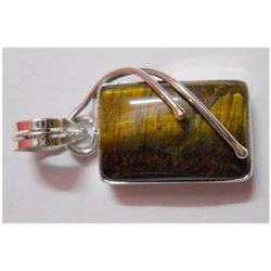 Natural 30.15 ctw Tiger Eye Pendant 925 Sterling