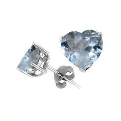 Natural 2.10 ct Aquamarine Heart Earrings .925 Sterling