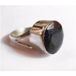 Natural 32.00 ctw Sapphire Round Ring .925 Sterling