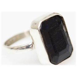 Natural 35.27ct Sapphire Emerald Cut Ring .925 Sterling