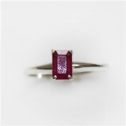 Natural 3.75 ctw Ruby Emerald Cut .925 Sterling Ring