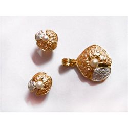 Natural 86.25 ctw Pearl Earrings/ Pendant .925 Sterling