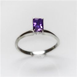 Natural 4.25 ctw Amethyst Emerald .925 Sterling Ring
