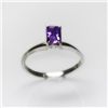 Image 1 : Natural 4.25 ctw Amethyst Emerald .925 Sterling Ring