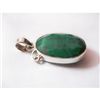 Image 1 : Natural 26.55 ctw Emerald Oval Pendant .925 Sterling