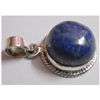 Image 1 : Natural 25.75 Lapis Round Pendant .925 Sterling Silver