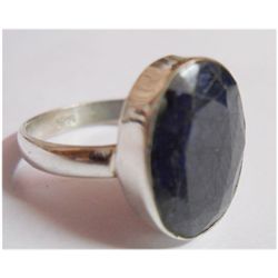 Natural 23.10 Sapphire Oval Ring .925 Sterling Silver