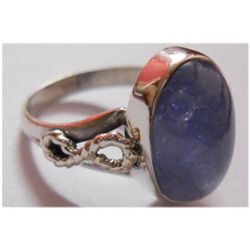 Natural 23.25 ctw Tanzanite Oval Ring 925 Sterling