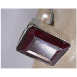 Natural 36.45 ctw Ruby Emeraldcut Ring .925 Sterling