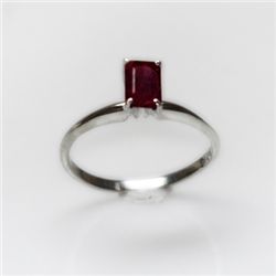 Natural 4.85 ctw Garnet Emerald Cut .925 Sterling Ring