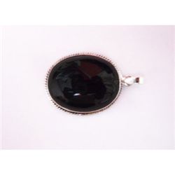 Natural 60.55 ctw Black Onex Pendant .925 Sterling