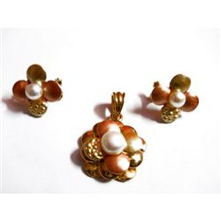 Natural 88.65 ctw Pearl Pendant/Earring Set .925 Sterli