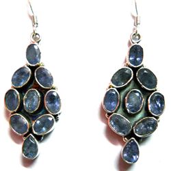 Natural 60 ctw. Tanzanite .925 Sterling Silver Earrings