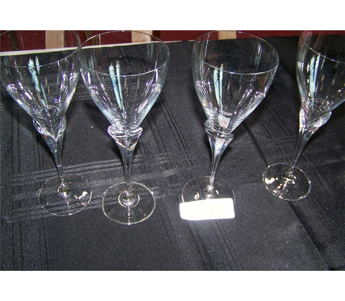 (4x) FOUR ROSENTHAL TULIP STEM CRYSTAL WINE GLASSES.