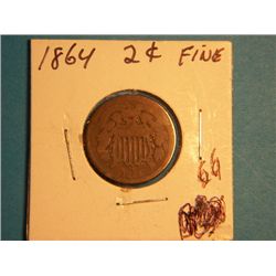 1864 2 CENT COPPER