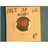 Image 1 : 1865 3 CENT NICKEL