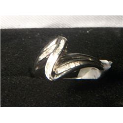 DIAMOND RING PLATNIUM  OVERLAY SILVER RING SIZE 7