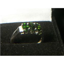 RUSSIAN DIOPSIDE PLATNIUM OVERLAY SILVER WHITE TOPAZ TRILOGY