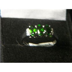 RUSSIAN DIOPSIDE PLATNIUM OVERLAY SILVER WHITE TOPAZ TRILOGY