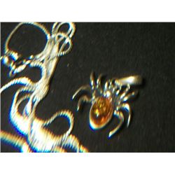 BALTIC AMBER SPIDER SET WITH SILVER CHAIN