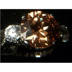 CHAMPAGNE TOPAZ SIMULATED WHITE DIAMOND RING SIZE 8