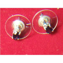 PLATNIUM OVERLAY SILVER BLUE SAPPHIRE EARRINGS