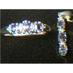 PLATNIUM OVERLAY SILVER TAZANITE RING SIZE 8 AND PENDANT