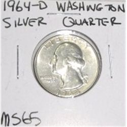 1964-D Washington Silver Quarter *RARE MS-65 HIGH GRADE - NICE COIN*!!