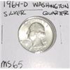 Image 1 : 1964-D Washington Silver Quarter *RARE MS-65 GRADE - NICE COIN*!!