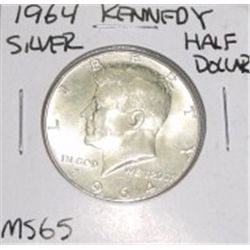 1964 Kennedy Silver Half Dollar *RARE MS-65 HIGH GRADE - NICE COIN*!!