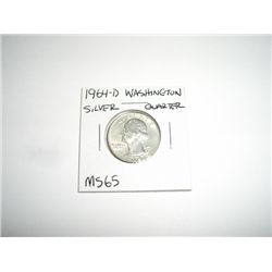 1964-D Washington SILVER Quarter *RARE MS-65 HIGH GRADE*!!