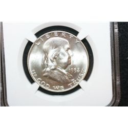 1952-D Ben Franklin Half Dollar; NGC Graded MS64 FBL