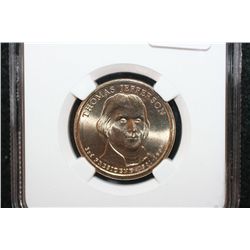 2007-D First Day Issue Thomas Jefferson-Third President $1; NGC Graded MS66