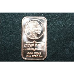 2012 Copper Ingot, .999 Fine 1 Oz.