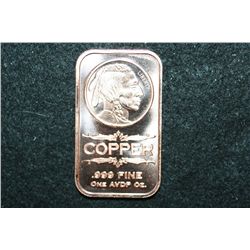 2012 Copper Ingot, .999 Fine 1 Oz.
