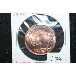 Golden State Mint "Buffalo Nickel" Copper Round; .999 Fine Copper 1/4 Oz.